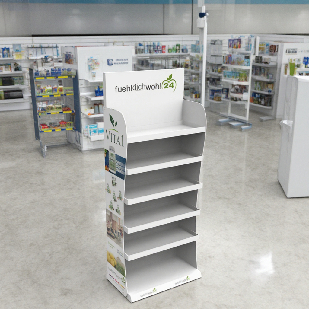 Wooden Floor Display Rack with Customizable Sizes and Recyclable Feature for Supermarket Advertising and Medicine Display — view 5