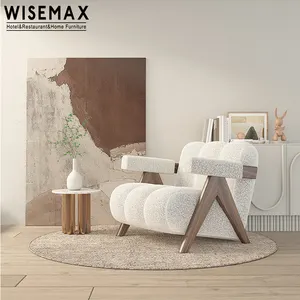 WISEMAX 가구 현대 가정 단 하나 소파 응접 거실을 위한 단단한 나무 다리를 가진 우단 직물 여가 악센트 팔 의자