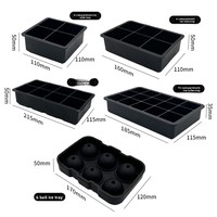 Bac à glaçons réutilisable en silicone de qualité alimentaire avec couvercle, compatible congélateur, écologique, moule à boules de glace noires, facile à démouler