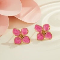 Aksesoris Wanita Harian Perhiasan Fashion Baja Anti Karat Desain Bunga Warna-warni Anting Tusuk untuk Wanita Muda
