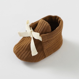 Calcetines de algodón orgánico de punto para bebé, botines acanalados de Color sólido Unisex, venta al por mayor - Product Image 4