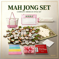 Neues Wildtier-Design 160-teiliges Luxus-Mahjong-Set mit Gravur, Acryl, Jadegrün-Stil, amerikanisch, faltbar, für Wasserspiele