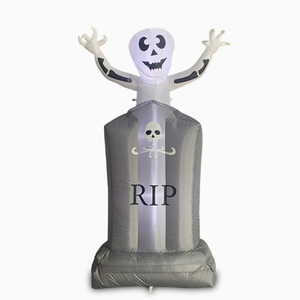 <span class=keywords><strong>Squelette</strong></span> gonflable de 1,8 m avec logo d'Halloween et LED sortant d'une pierre tombale, décoration de jardin pour rehausser l'ambiance effrayante des fêtes - Product Image 1