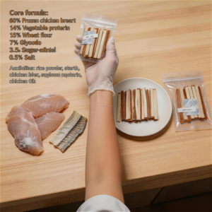 Bandes de viande de poulet et de saumon pour chiens, riches en protéines, sans céréales, naturelles, pour l'entraînement, vente directe fabricant - Product Image 2