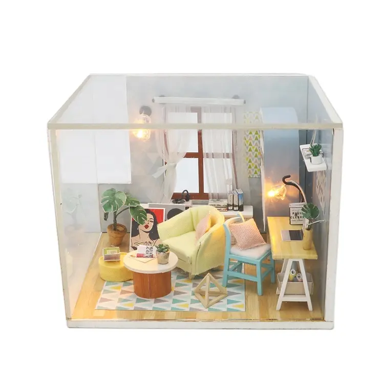 Diy ขนาดเล็ก1:12บ้านตุ๊กตาครัวหม้อสำหรับคนรักกับลูกแก้วแสงบ้านขนาดเล็ก