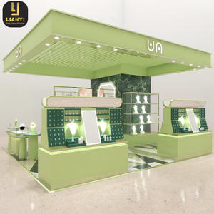 Lianyi ไฟหรูหราตู้โชว์เครื่องประดับการออกแบบขั้นสูงต่างหูสร้อยคอสีเขียวยืนแสดงพร้อมกระจก - Product Image 2