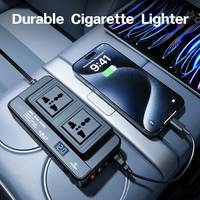 Cargador de Coche de 200W con Doble Salida, Convertidor de 12V a 220V CA con Certificación CE/FC y Pantalla LED