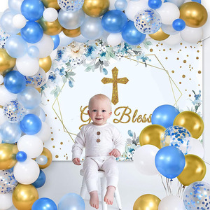 Bleu blanc or ballons garçons anniversaire bébé garçon pleine lune fête décoration ballon <span class=keywords><strong>ensemble</strong></span> pour bébé douche baptême fête - Product Image 3