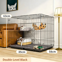 Cage pour chat en fer avec bouton, plateau en plastique, design pliable, fonction toilette, écologique, grande capacité, gain de place, maison d'intérieur pour chat de petite taille