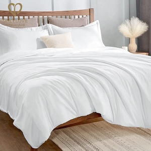 Oeko-tex 100 Chứng Nhận Hữu Cơ Lyocell Tre Khăn Trải Giường Sheets Và Duvet Bìa 300TC Đồng Bằng Phong Cách 3Pcs Thiết Lập - Product Image 1