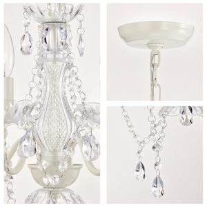 Lustre à 5 lumières en verre blanc et cristal, petit plafonnier encastré pour chambre à coucher, salle <span class=keywords><strong>de</strong></span> bain, placard, salle à manger, entrée - Product Image 5