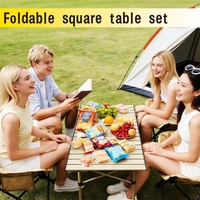Ensemble de table d'extérieur avec 4 chaises, table de camping, chaise de camping, table portable en aluminium, tabouret Oxford