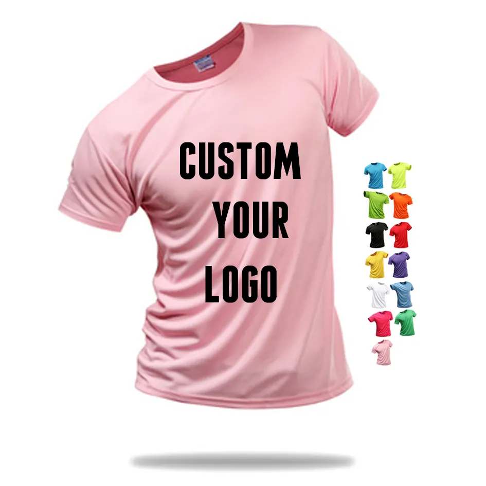 Breathable quick dry running fit gym tshirt 100% polyester Custom printing design your logo blank plain puls size men's T-shirts