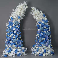 Anniversaire Babyshower Fleur Décoration Fleur Arche Stand Bleu Soie Fleur Artificielle Toile de Fond pour Fête Cérémonie Événement