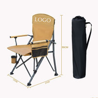Chaise de pêche portable pour le voyage en plein air avec accoudoirs, sac de rangement, porte-gobelet, chaises pliantes de camping