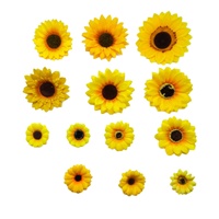 Vente en gros de têtes de tournesol de 2,5 à 14 cm, accessoires de fleurs artificielles en tissu de soie pour la décoration de la maison