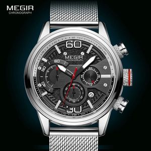 Reloj de Pulsera MEGIR 2110 para Hombre, Cronógrafo de Lujo con Correa de Cuero, Relojes Hombre de Cuarzo con Malla de Acero, Marca Original - Product Image 3