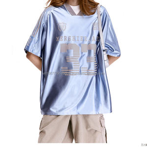 Camiseta de Fútbol Deportiva Retro, Transpirable, de Secado Rápido, Anti-UV, de Manga Corta y Cuello en V, para Hombre y Mujer, Holgada, a la Moda, Combinable con Todo, Estilo Moderno - Product Image 2