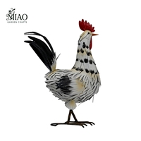 Statue de coq de jardin de style antique en métal, ornement d'extérieur pour patio et jardin, œuvre d'art en fer peint avec support