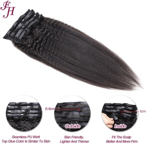 Extensiones de Cabello con Clip FH Seamless, Color Negro Natural, Estilo Kinky Straight - Product Image 4