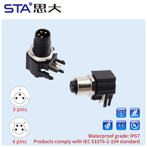 Conector Impermeable M8 en Ángulo de 90 Grados, de Inserción Rápida, Macho y Hembra, para Montaje Trasero en Panel PCB, 3, 4, <span class=keywords><strong>5</strong></span>, 6, 8 Pines - Product Image 3