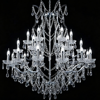 DUOMEIJU Lustre suspendu multi-couches en métal et perles de cristal, style luxe léger, pour décoration de scène d'événements, mariages et hôtels AC