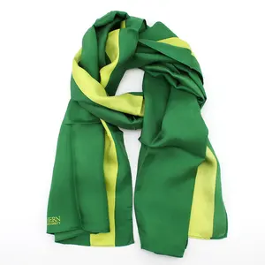 School University College Wholesale Women Shawl Long Green Lime Green Stripe 100% Silk Twill Custom Sorority Scarf Printing