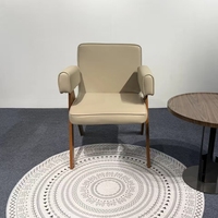 Chaise de salle à manger en bois massif 8207 avec pieds en bois et revêtement en cuir PU, fauteuil rembourré moderne, chaise d'appoint pour salon