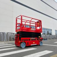 Plateforme de travail aérienne électrique hydraulique à ciseaux autopropulsée à montée rapide 10m, alimentée par batterie, capacité 100kg, jambes pliables