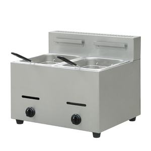 28L الفولاذ المقاوم للصدأ 2 خزان 2 سلال الغاز المقلاة النفط أقل مزدوجة المقلاة العميقة ، الغاز التجاري المقلاة العميقة مع البروبان - Product Image 3