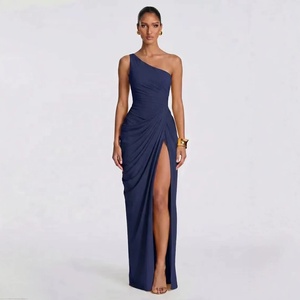 OUDINA Elegante <span class=keywords><strong>Abito</strong></span> <span class=keywords><strong>da</strong></span> Sera <span class=keywords><strong>Monospalla</strong></span> con Pieghe e Spacco per Damigelle, Feste di Compleanno e Occasioni Formali - Product Image 2