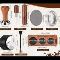 Kit d'accessoires pour café expresso 7 pièces : outils de tassage et de WDT, ensemble de tasseurs à café avec station de tassage en bois