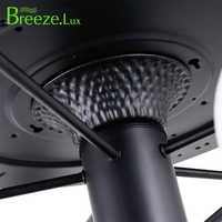 Ventilateur de plafond moderne 42/48 pouces à LED en fer et verre avec télécommande pour salle de bain intérieure, vente en gros