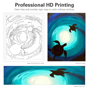 Kit de Pintura por Números <span class=keywords><strong>para</strong></span> Adultos, Imagen de <span class=keywords><strong>Tortuga</strong></span> Marina con Números, Animales, Regalo DIY <span class=keywords><strong>para</strong></span> Decoración de Pared del Hogar, 40x50cm/16x20 pulgadas - Product Image 5