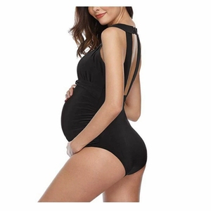 Maillot de bain de maternité noir personnalisé 2026 pour femme, dos nu, une pièce, pour femme enceinte - Product Image 3