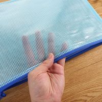 Bolsa de documentos de plástico resistente al agua A4 con logotipo personalizado, bolsa de malla con cremallera, carpeta de archivos transparente para material escolar y de oficina, bolsa de archivos de PVC
