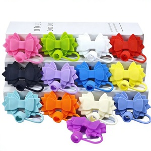 Capuchon de paille automatique en silicone mignon avec nœud de 10 mm, bouchon anti-fuite, accessoires pour gobelets et bouteilles, couvercle anti-poussière - Product Image 1