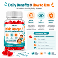 Premium Kinder Omega 3 Multivitamine Gummies Hartvormige Pectine Kauwtabletten voor Dagelijkse Voedingsondersteuning OEM Private Label Aanbod