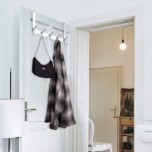 Over The Door Hook Heavy Duty Cửa Hanger Coat Rack Với 5 Tri Móc Treo Để Treo Chìa Khóa Mũ Quần Áo Ô Dù Tháp - Product Image 4