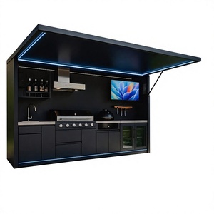 Pabellón de <span class=keywords><strong>Cocina</strong></span> Modular Prefabricado para Exteriores, con Parrilla de Acero Inoxidable, Toldo para Patio y Jardín - Product Image 1