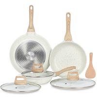 Ensemble d'ustensiles de cuisine antiadhésifs multifonctionnels pour la maison, pour frire, faire mijoter, avec poignée en bois et design facile à nettoyer