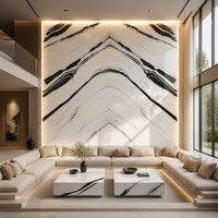 Lembaran Marmer Putih Panda Alami Ukuran Besar untuk Dinding Latar TV, Showroom, Daftar Pengemasan Tersedia