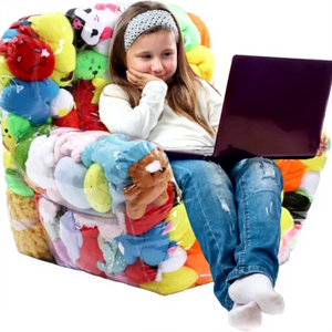 Transparent PVC Inflatable Sofa with Plush Toys Storage Adult <b>Chair</b> 0.5mm Thick for Indoor Play and Relaxation - Product Image 1