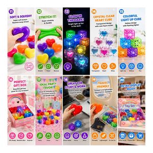 High Quality LED Cube Heart Squeeze Toy Flashing <b>Squishy</b> Ball Stress Relief Fidget Sensory Gift Wholesale Stock - Product Image 5