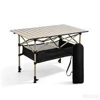 Table de camping moderne pliable réglable en acier carbone avec poche de rangement pour utilisation en extérieur, capacité de 4 à 6 personnes