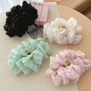 Grandes griffes multicouches en dentelle <span class=keywords><strong>rose</strong></span> vert blanc pour femmes filles pinces à cheveux vente en gros pinces à gros cheveux <span class=keywords><strong>crabe</strong></span> maille requin - Product Image 4