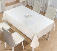 Nappe rectangulaire en PVC blanc irisé RNPT, résistante à la chaleur, imperméable, pour banquets familiaux, vente en gros
