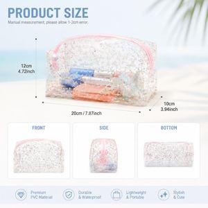 Pochette de maquillage transparente en PVC, trousse de toilette imperméable, organiseur de voyage, étui de rangement transparent, logo personnalisé - Product Image 2
