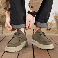 Chaussures basses décontractées pour hommes, taille 39-44, couleur marron kaki, à lacets, semelle épaisse, chaussures de marche quotidiennes