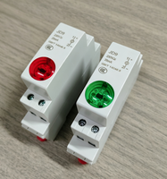 Indicateur de signal LED durable à montage sur rail, 220V AC, en plastique, bornes à vis, rouge/vert/bleu/jaune